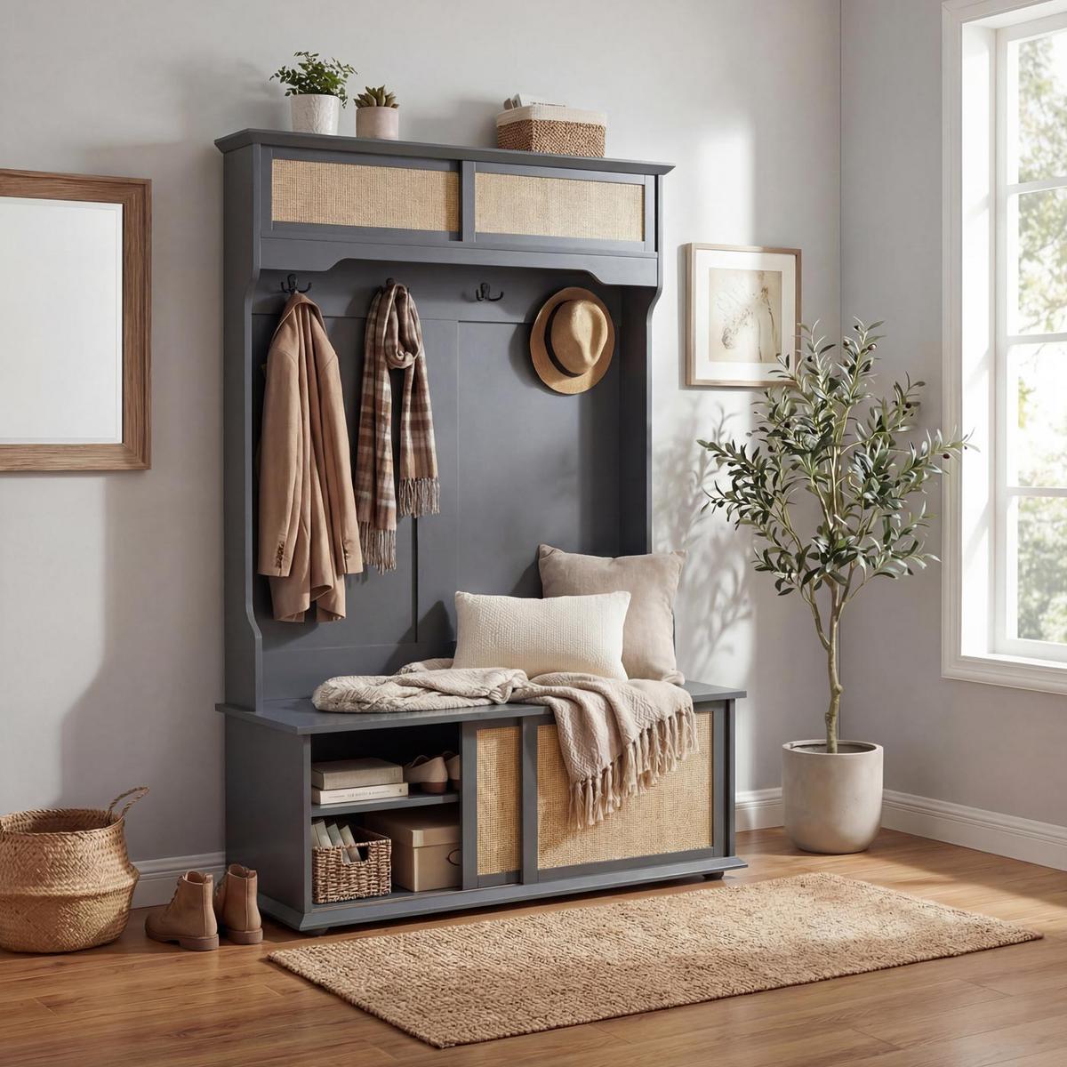 GARDEROBE Dunkelgrau - Dunkelgrau, Holz (100/163/47cm) - MCW