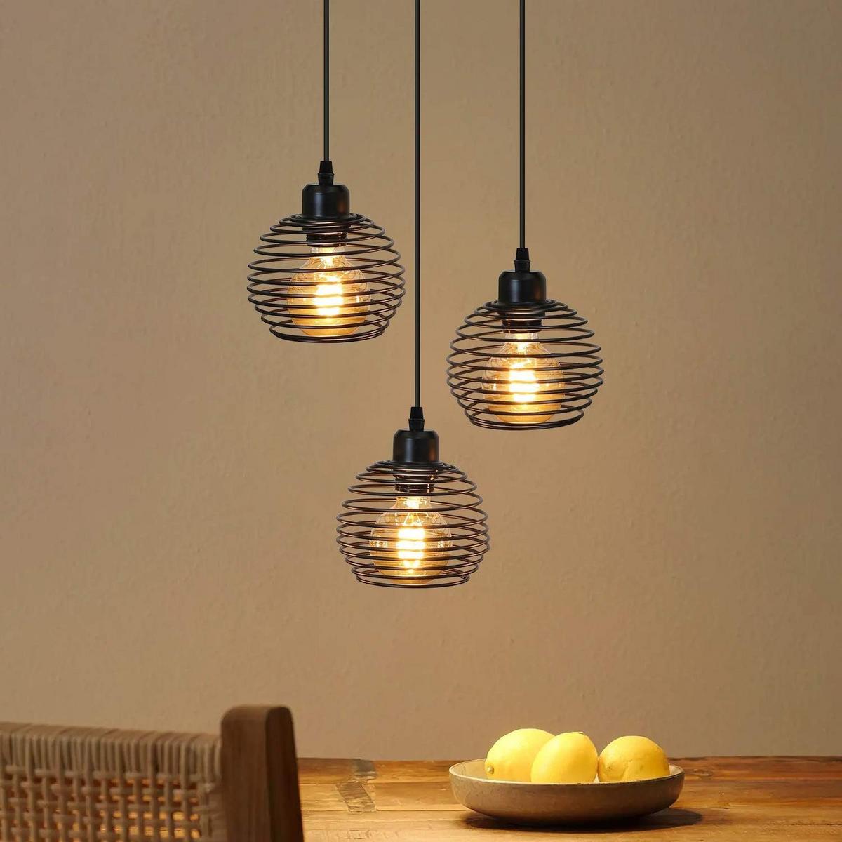 PENDELLEUCHTE Walburga 3-flammig 30/24/139 cm - Schwarz, Metall (30/24/139cm) - Nettlife