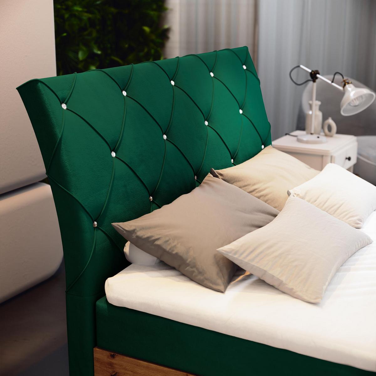 BOXBETT VELLANO 180x200 cm mit Matratze und Topper - Grün - Grün, Holz (180/200cm) - MASSENO