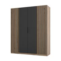 DREHTÜRENSCHRANK CAGLIARI 200/239/61,9cm 4-türig Goldfarben - Goldfarben/Schwarz, Holzwerkstoff (200/239/61.9cm) - MASSENO
