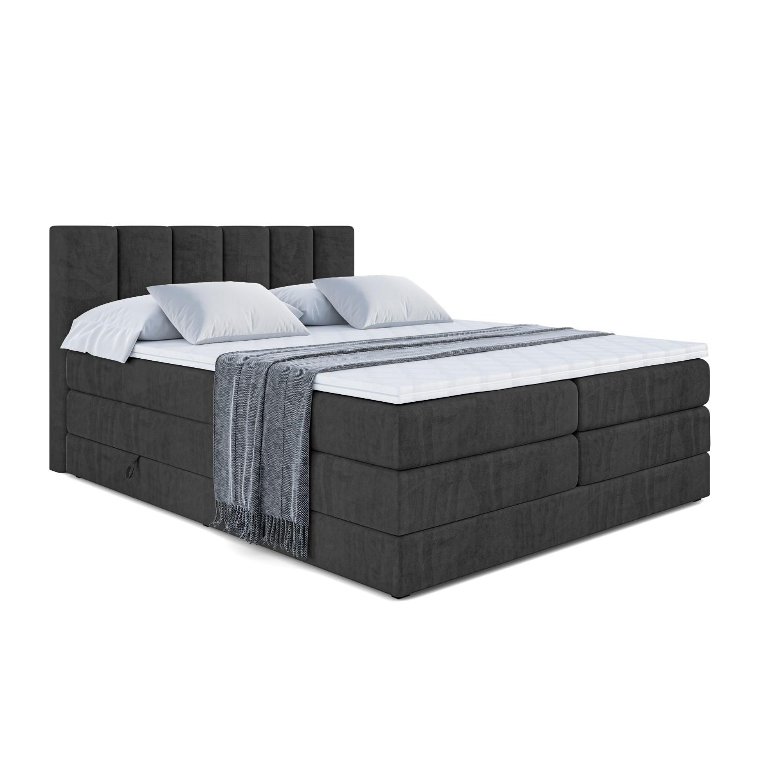 BOXSPRINGBETT BOXI1 KING - 120x200 - H3/H4 - Schwarz - Schwarz, Holzwerkstoff (120/200cm) - ALTDECOR