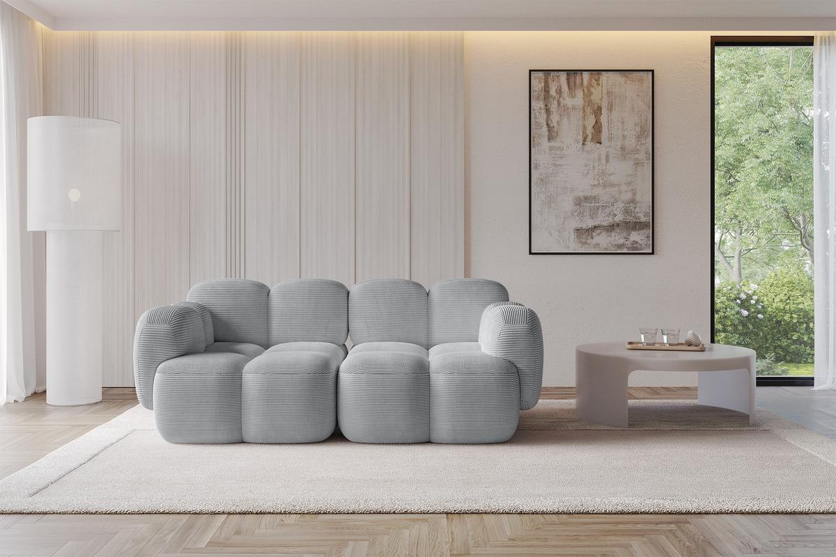 2-SITZER modulares Sofa Miko-S1 214x118x75 cm Grau Cord - Anthrazit/Schwarz, Holzwerkstoff/Kunststoff (214/75/118cm) - ALTDECOR