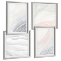 BILDER SET 4er Set - 50x50 cm & 40x60 cm Silberner Rahmen - Abstrakte Pastellwellen - Silberfarben, Kunststoff (50/50cm) - TULUP