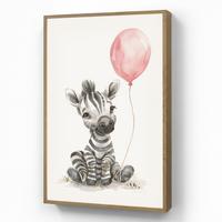 NACHTTISCHLAMPE MIT AKKU Zebra - Baby - Tiere - Rosa Luftballon 60x90 cm - Weiß, Holzwerkstoff (8/60/90cm) - OnlyWow