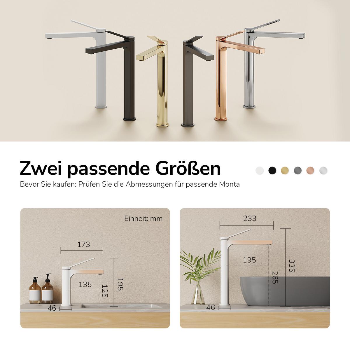 WASCHTISCHARMATUR mit Zertifiziertem Filterelement Weiß Matt Hoher Stil - Weiß, Metall (23.3/4.6/33.5cm) - EMKE