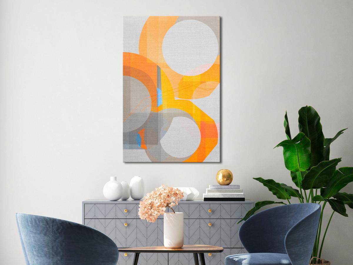 KUNSTDRUCK Grau 40/60 cm - Orange/Grau, Textil (40/60cm) - KUNSTLOFT