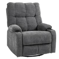 RELAXSESSEL Drehbar Fernsehsessel mit Liegefunktion, Schaukelfunktion Dunkelgrau - Dunkelgrau/Schwarz, Textil/Metall (96/108/88cm) - HOMCOM