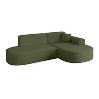 ECKSOFA Ottomane Rechts MARI-L1 - 243x171x79 cm Grün Bouclé - Schwarz/Grün, Holzwerkstoff/Kunststoff (234/163cm) - ALTDECOR
