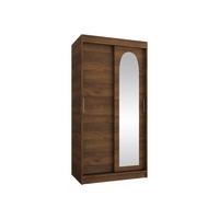 SCHWEBETÜRENSCHRANK Selfie 100 cm - Silberfarben/Nussbaumfarben, Holzwerkstoff/Kunststoff (100/200/62cm) - MIRJAN24