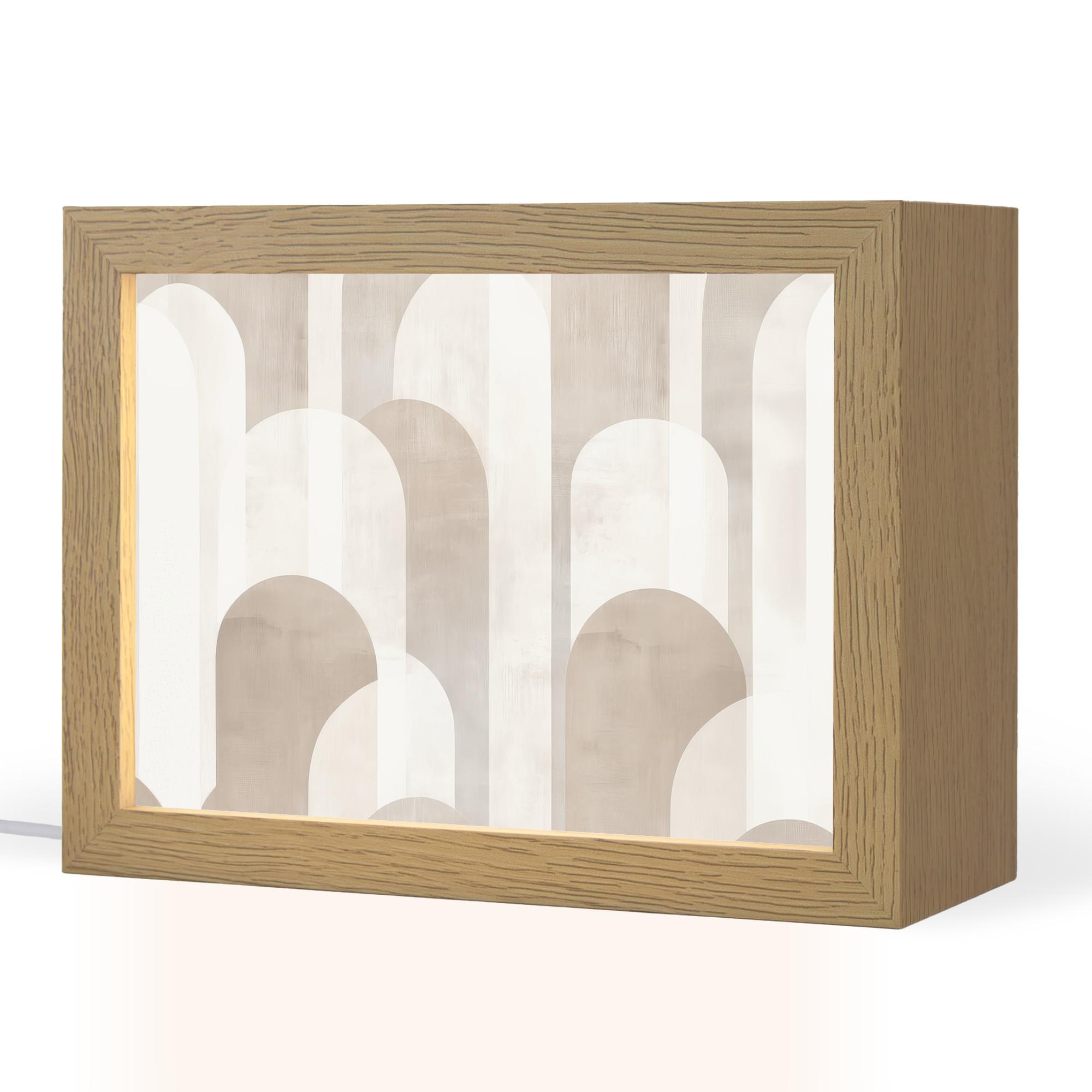 TISCHLEUCHTE Abstrakte Bögen - Modern - Beige 20x15 cm - Buche Kolonial, Holzwerkstoff (8/20/15cm) - OnlyWow