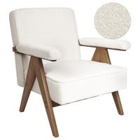 SESSEL Bouclé Cremeweiß Evje - Dunkelbraun/Weiß, Textil (65/81/57cm) - Beliani
