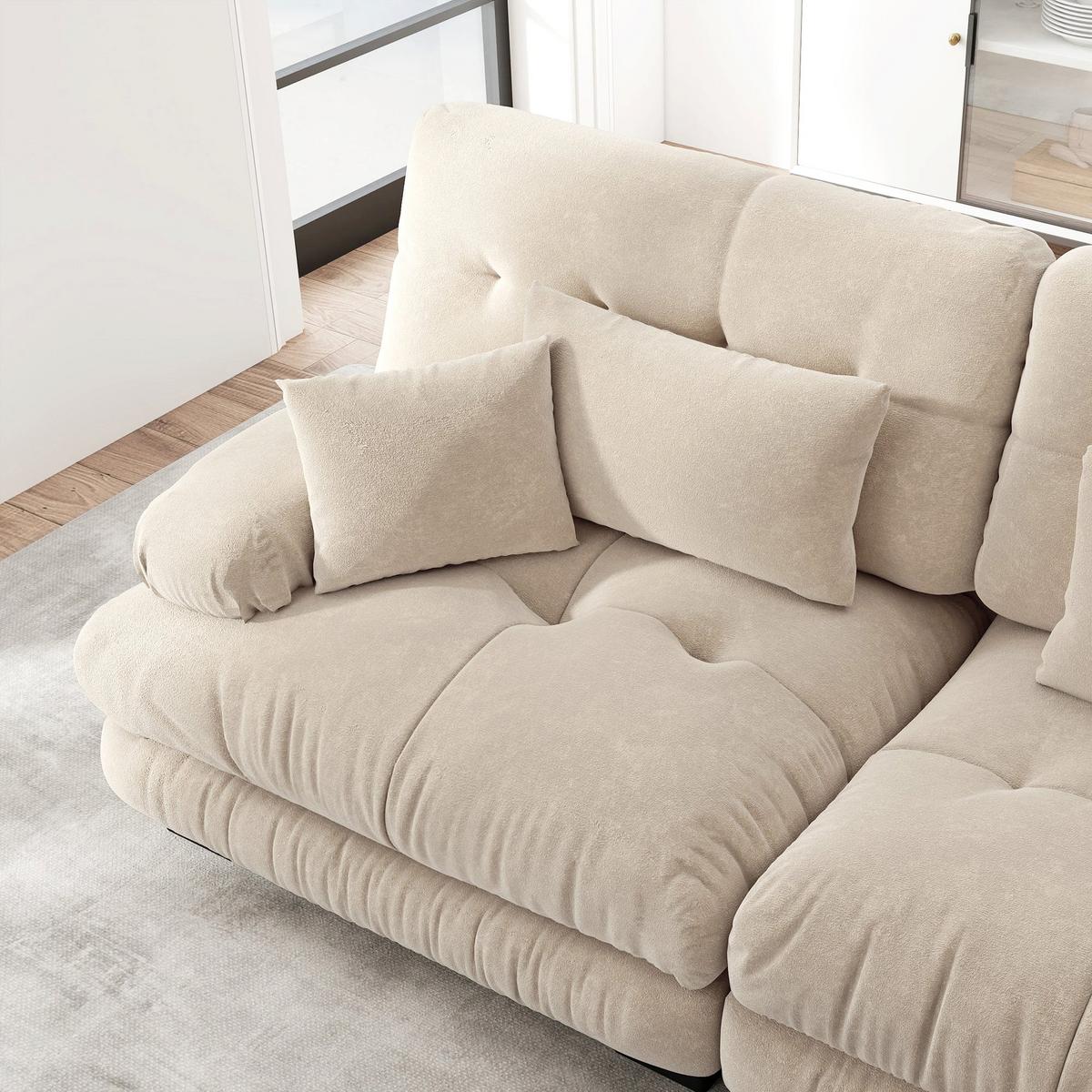 2-SITZER-SOFA aus chenille wolken-design & massivholzrahmen - Beige, Textil (77/81/220cm) - Urban Meuble