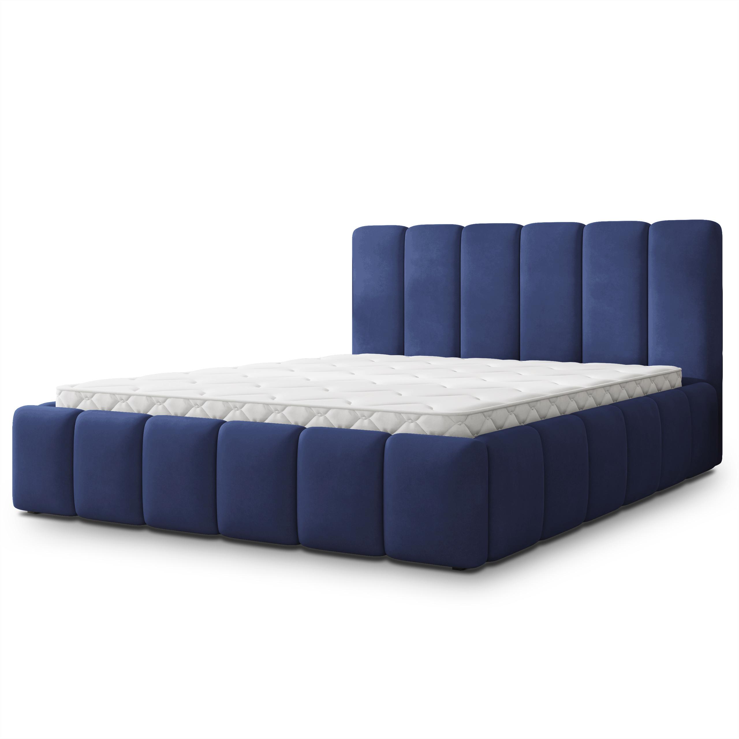 POLSTERBETT RANIS 120x200 cm mit Bettkästen - Blau - Blau, Holz/Textil (120/200cm) - MASSENO