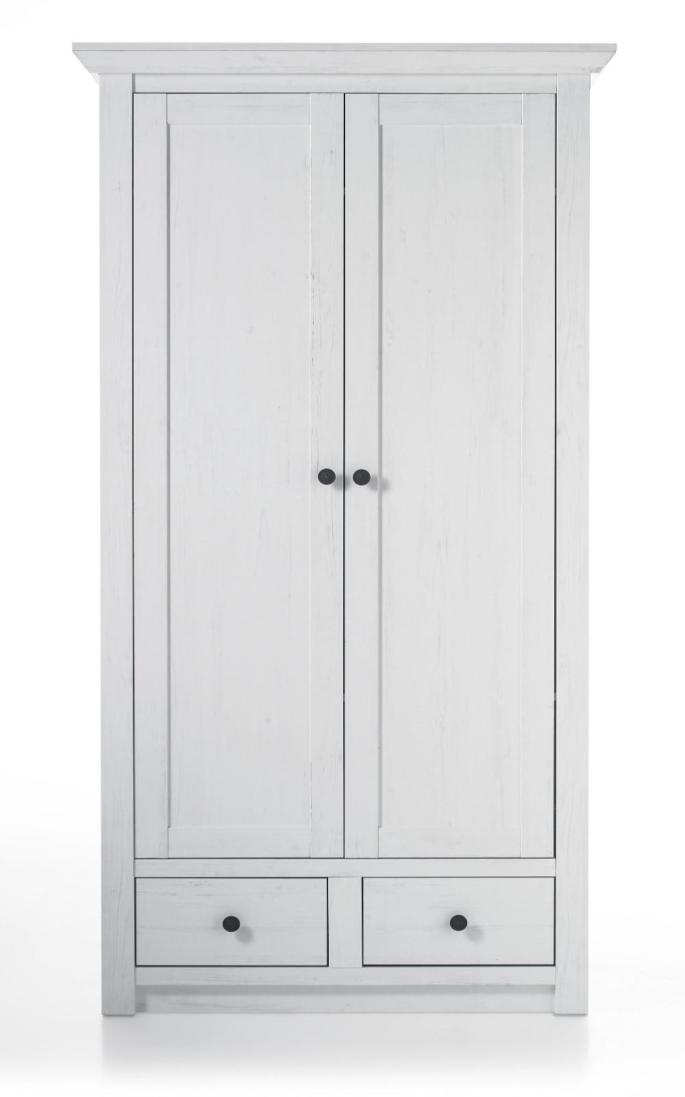 GARDEROBENSCHRANK Pinie weiß, Schuhschrank mit variabler Inneneinteilung - Schwarz/Weiß, Holzwerkstoff/Metall (105/206/45cm) - Furn.Design