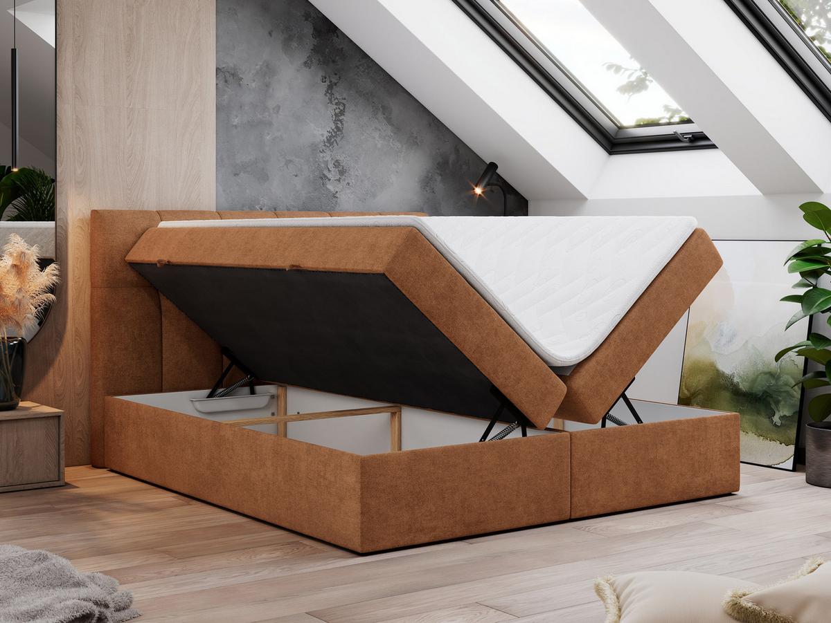 BOXBETT RICO 200/200 Orange Struktur - H3 - Orange, Holz/Textil (200/200cm) - MKS