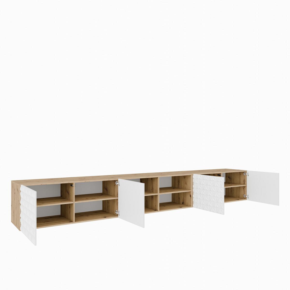 LOWBOARD ROVA 300/41/40 cm, Hängender TV-Schrank Eiche Artisan - Weiß/Eiche Artisan, Holzwerkstoff (300/41/40cm) - MASSENO