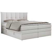 BOXSPRINGBETT PREMIUM 10 KING 200/200 Weiß Kunstleder - H3 - Weiß, Holz/Textil (200/200cm) - MKS