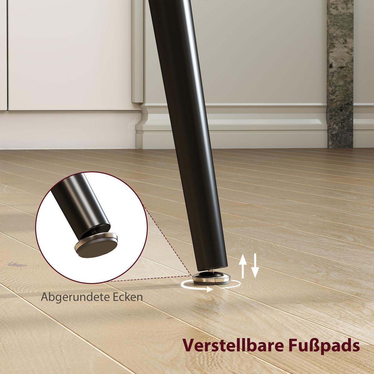 ESSTISCH MDF Stahl Grau - Schwarz/Grau, Holzwerkstoff/Metall (160/75/77cm) - HOMCOM