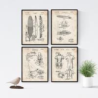 POSTER Set mit 4 Jahrgang PATENTEN SURF A4 Rahmenlos - Klar, Papier (29.7/3cm) - Nacnic