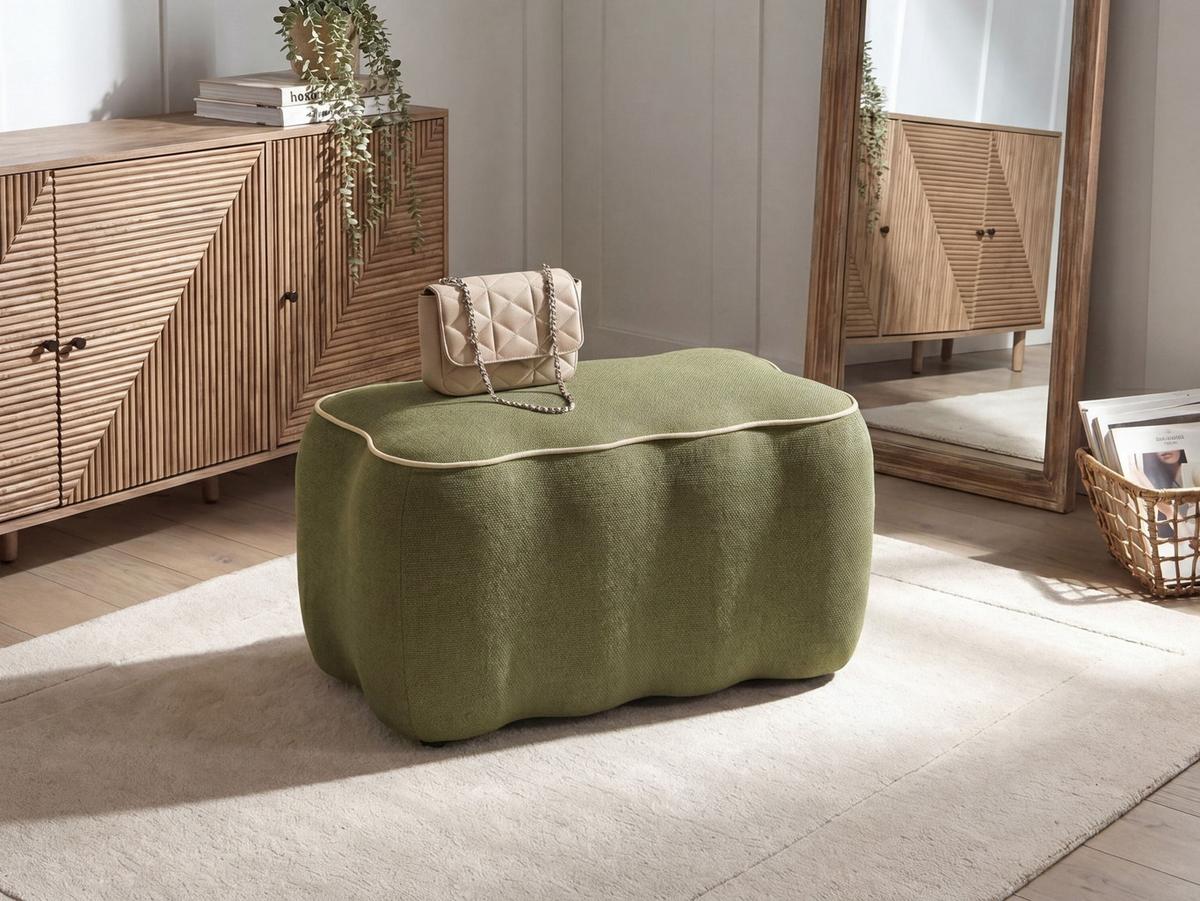 POLSTERBANK Stoff Grün Juno - Beige, Textil (69/38/38cm) - Beliani