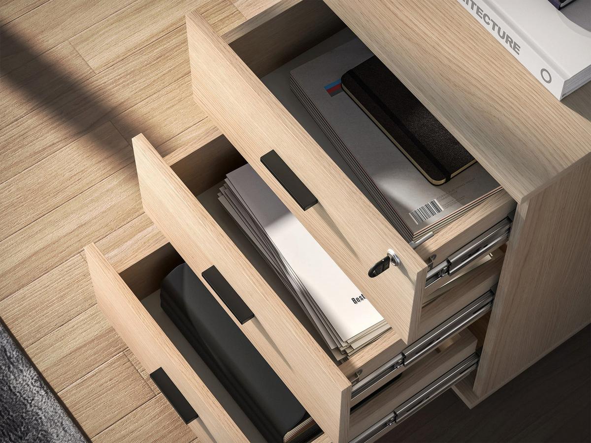 ROLLCONTAINER Odelis mit 3 Schubladen 46 cm - Beige/Schwarz, Holzwerkstoff (46/64/41cm) - Selsey