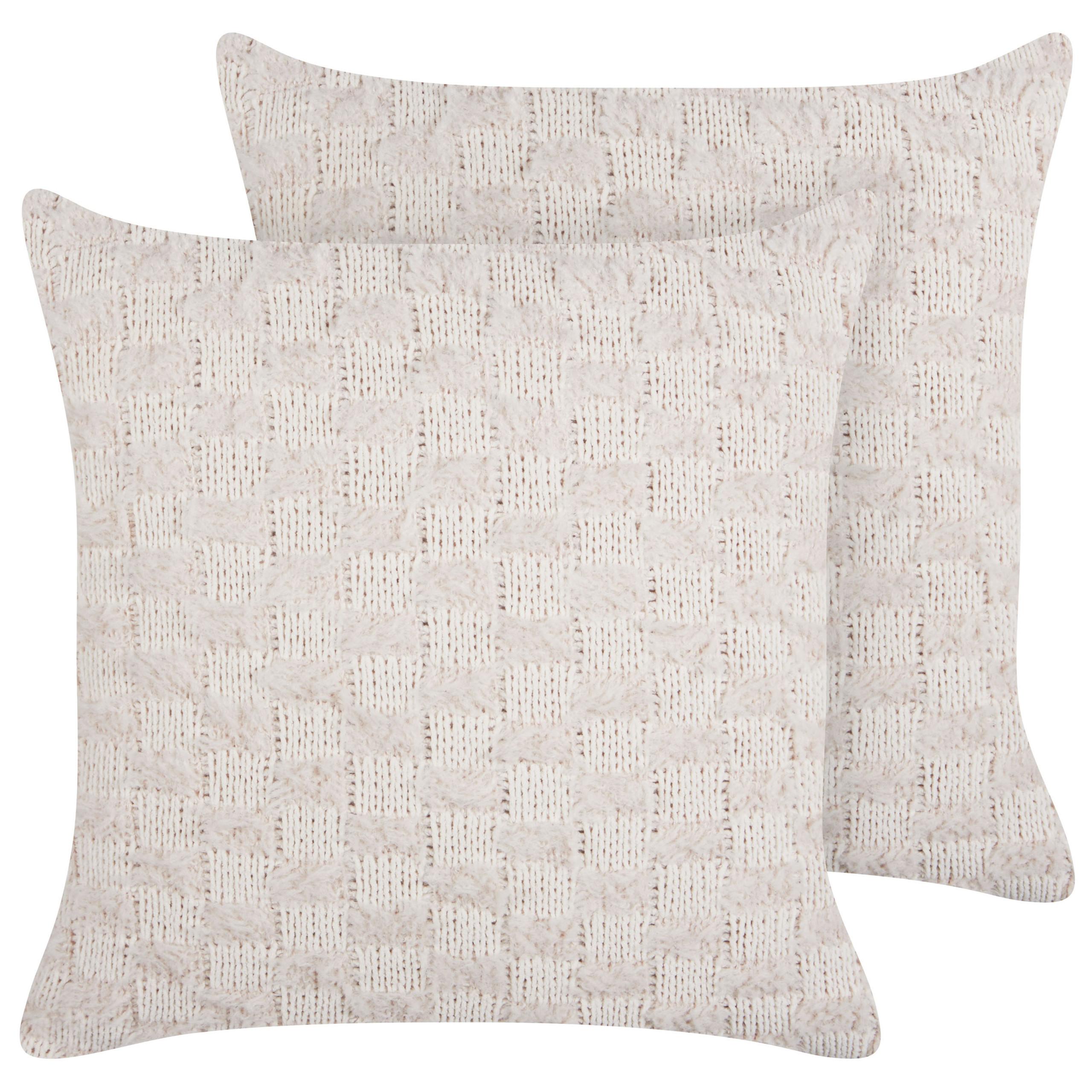 DEKOKISSEN 2er-Set Beige 45/45 cm Basalim - Pink/Beige, Textil (45/45cm) - Beliani