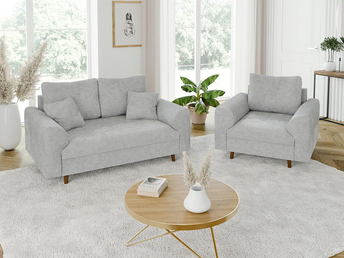 SESSEL Sigurd Hellgrau Chenille - Hellgrau/Braun, Holz/Textil (97/81/93cm) - S-Style Möbel