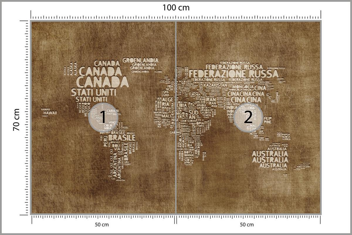 FOTOTAPETE für Büro alte italienische Weltkarte 100x70 - Beige/Braun, Papier (100/70cm) - Muralo