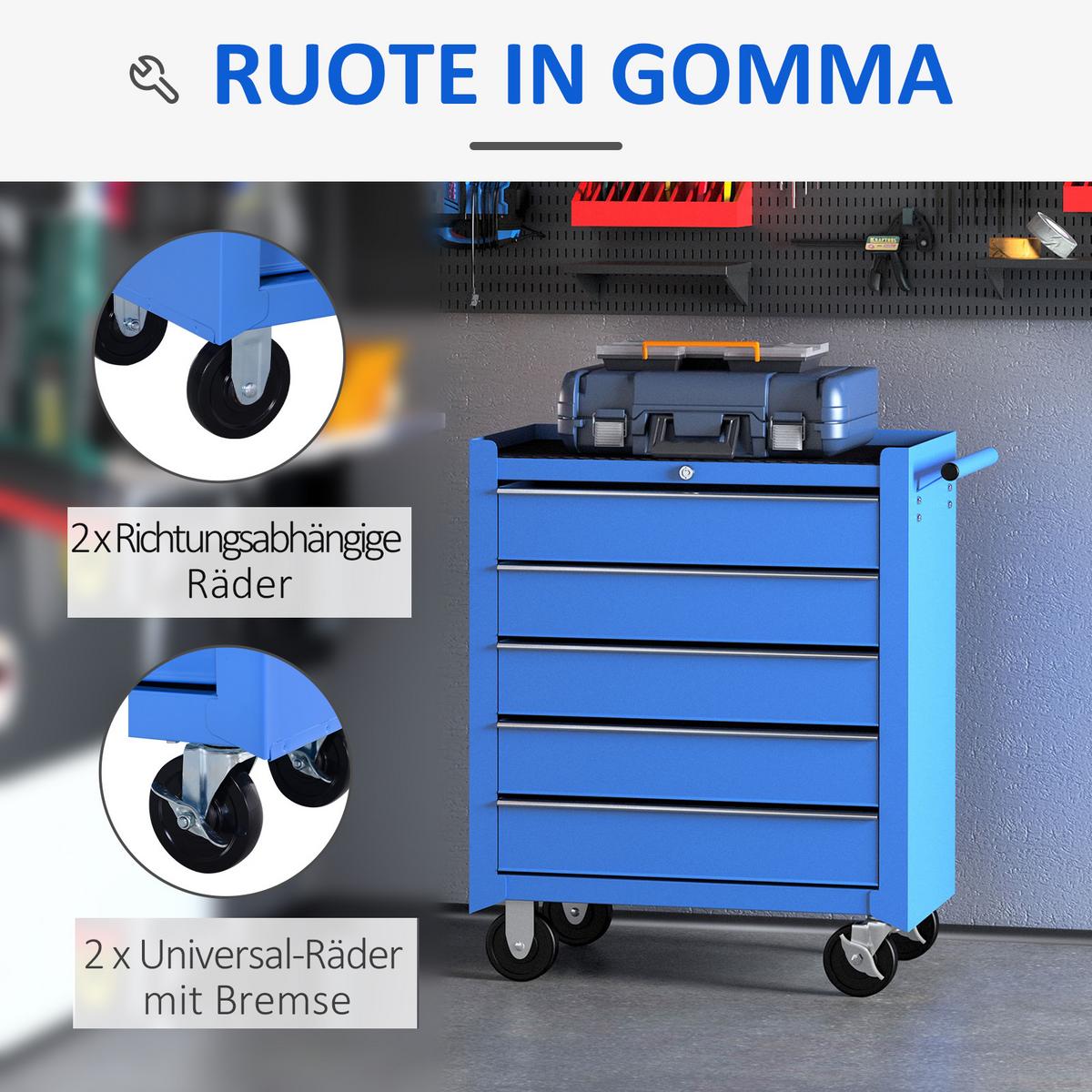 WERKZEUGWAGEN Stahl Blau - Blau, Metall (33/77/675cm) - HOMCOM