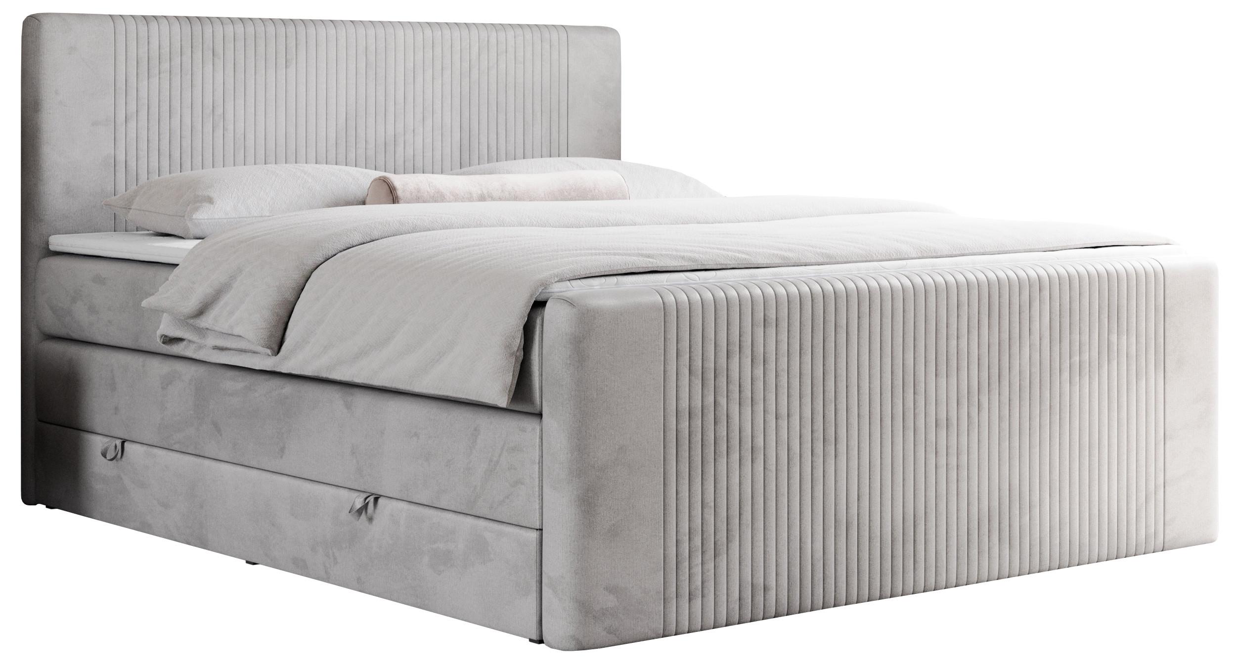 BOXSPRINGBETT KING DOREN 180/200 Hellgrau Velvet - H3 - Hellgrau, Holz/Textil (180/200cm) - MKS