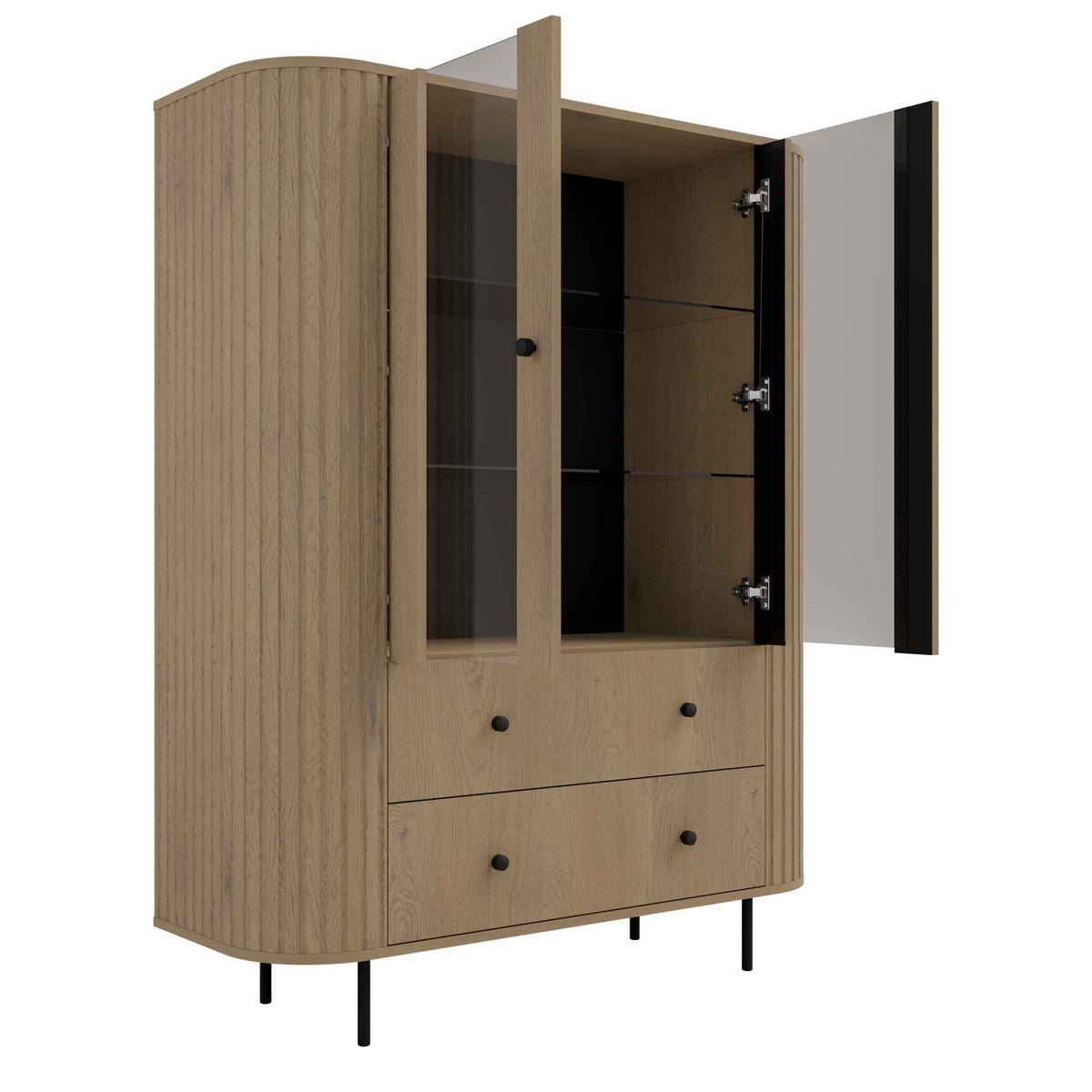 VITRINE BOLLA 155 / 123 cm in Eichefarben - Eichefarben, Holzwerkstoff (123/155/42.3cm) - MASSENO