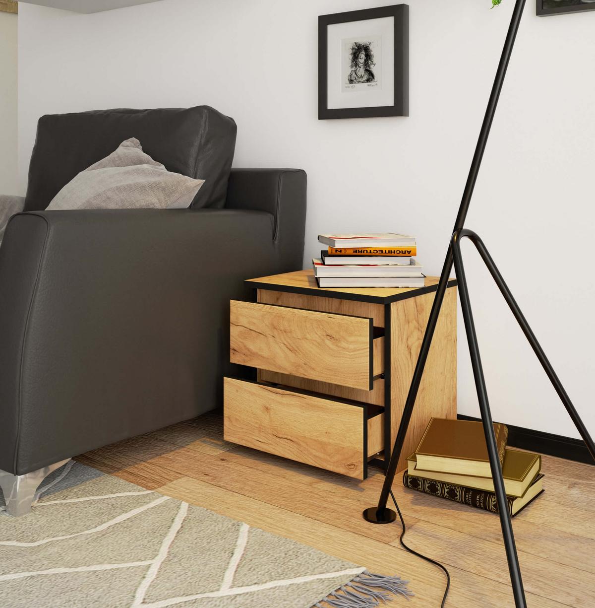 NACHTTISCH Eiche Craft 40/40/35 - Eiche San Remo, Holzwerkstoff (40/40/35cm) - RAUMHIRSCH FURNITURE