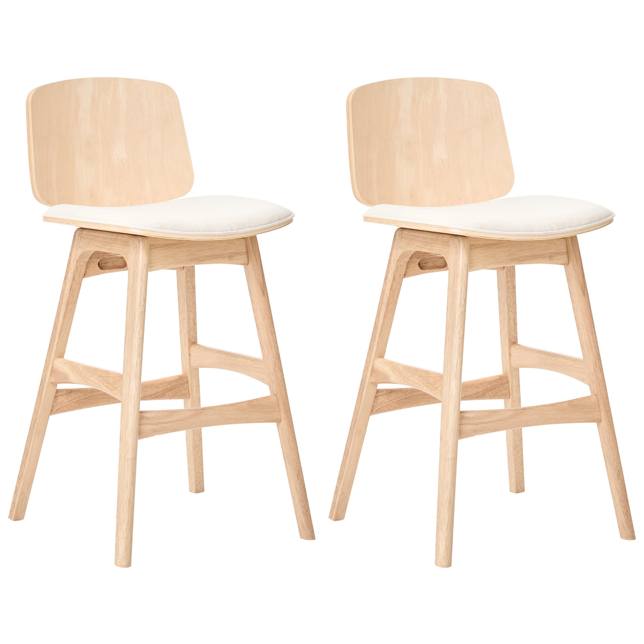 BARSTUHL 2er-Set Holz Hellbraun/Hellbeige Charleston - Beige, Textil (47/92/50cm) - Beliani