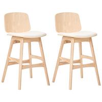 BARSTUHL 2er-Set Holz Hellbraun/Hellbeige Charleston - Beige, Textil (47/92/50cm) - Beliani
