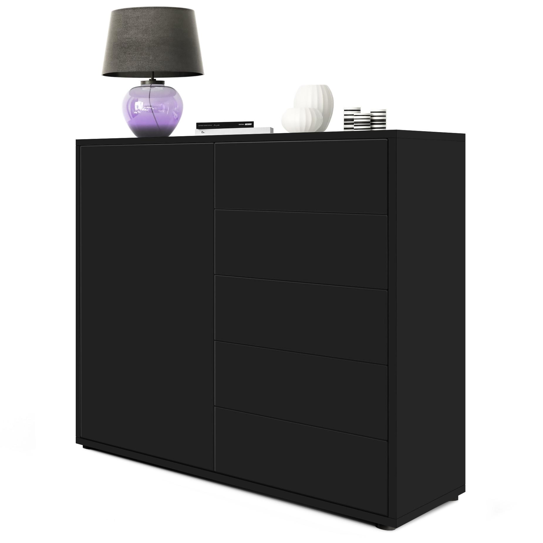 KOMMODE Ben Front in Schwarz matt - Schwarz, Holzwerkstoff (79/74/36cm) - Vladon