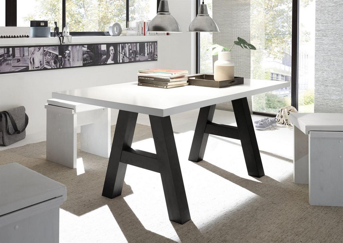 ESSZIMMERTISCH Elia 8 180x90x75 Holzwerkstoff Farbe Schwarzstahl/Weiß - Weiß/Grau, Holz (180/90/75cm) - 58aufmkessel