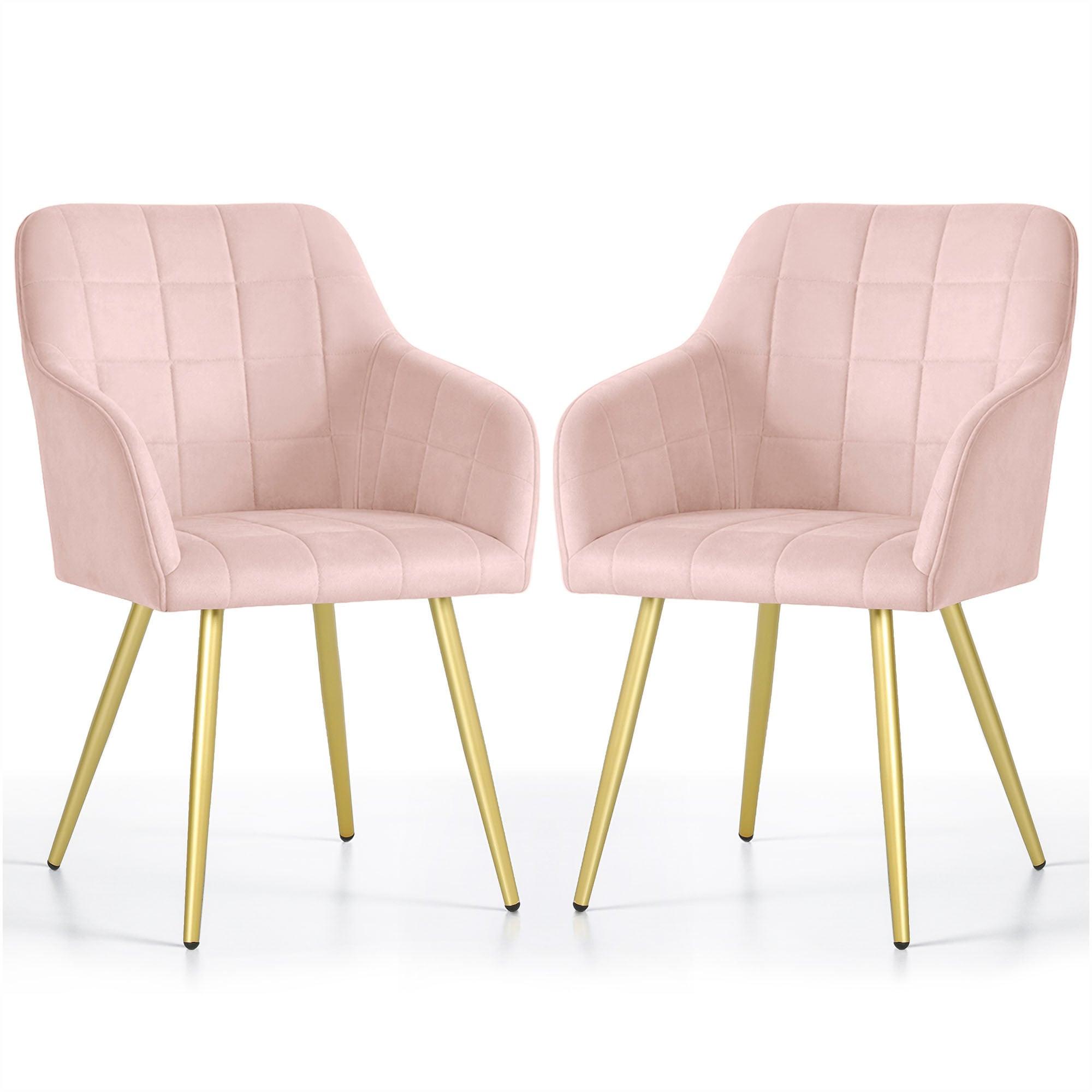 POLSTERSTUHL 2er Set, Metallbeine Rosa, Gold 54/82/58 - Rosa, Textil (54/82/51cm) - RAUMHIRSCH FURNITURE