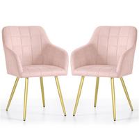 POLSTERSTUHL 2er Set, Metallbeine Rosa, Gold 54/82/58 - Rosa, Textil (54/82/51cm) - RAUMHIRSCH FURNITURE