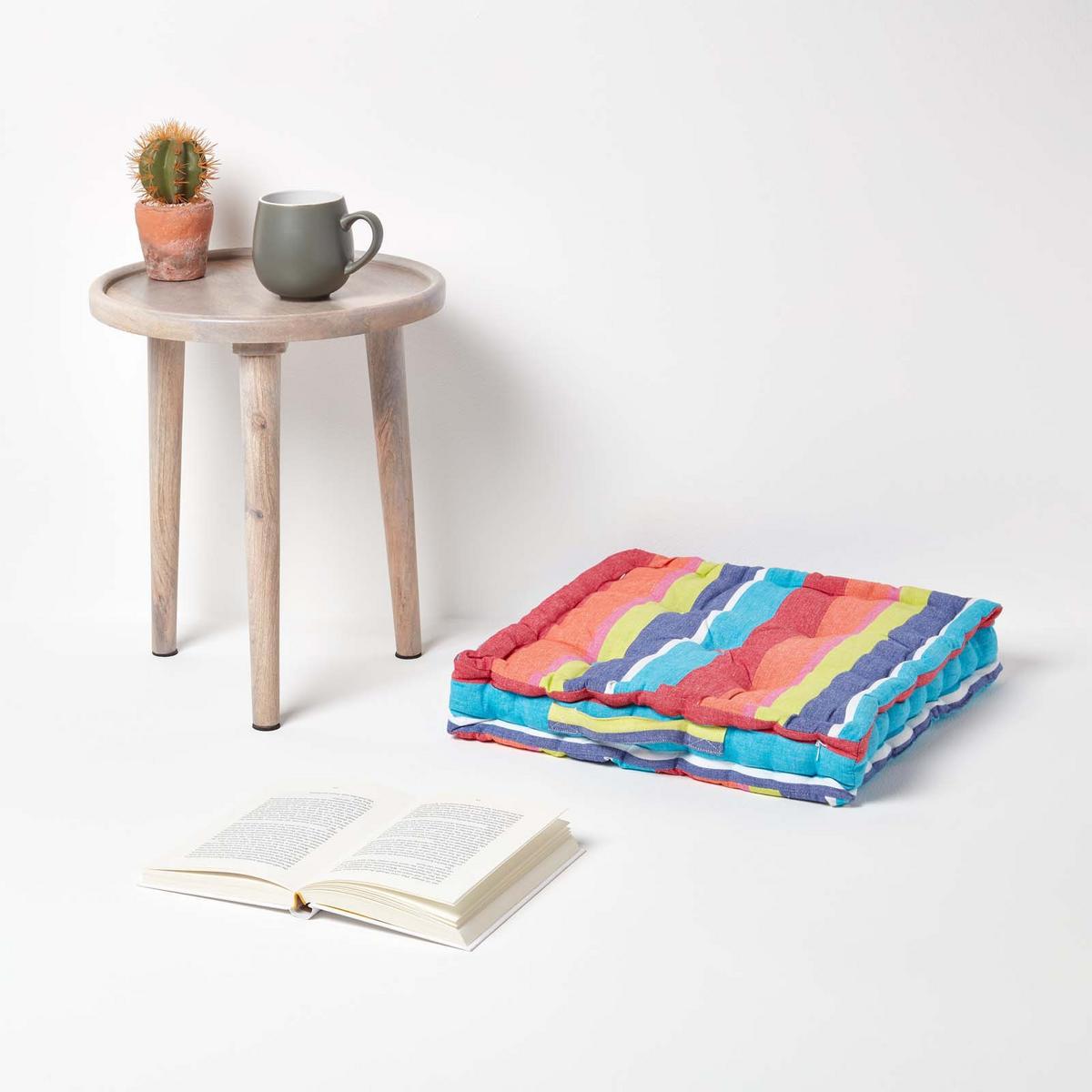 SITZKISSEN bunt gestreift 50/50/10 cm - Multicolor, Textil (50/50/10cm) - Homescapes