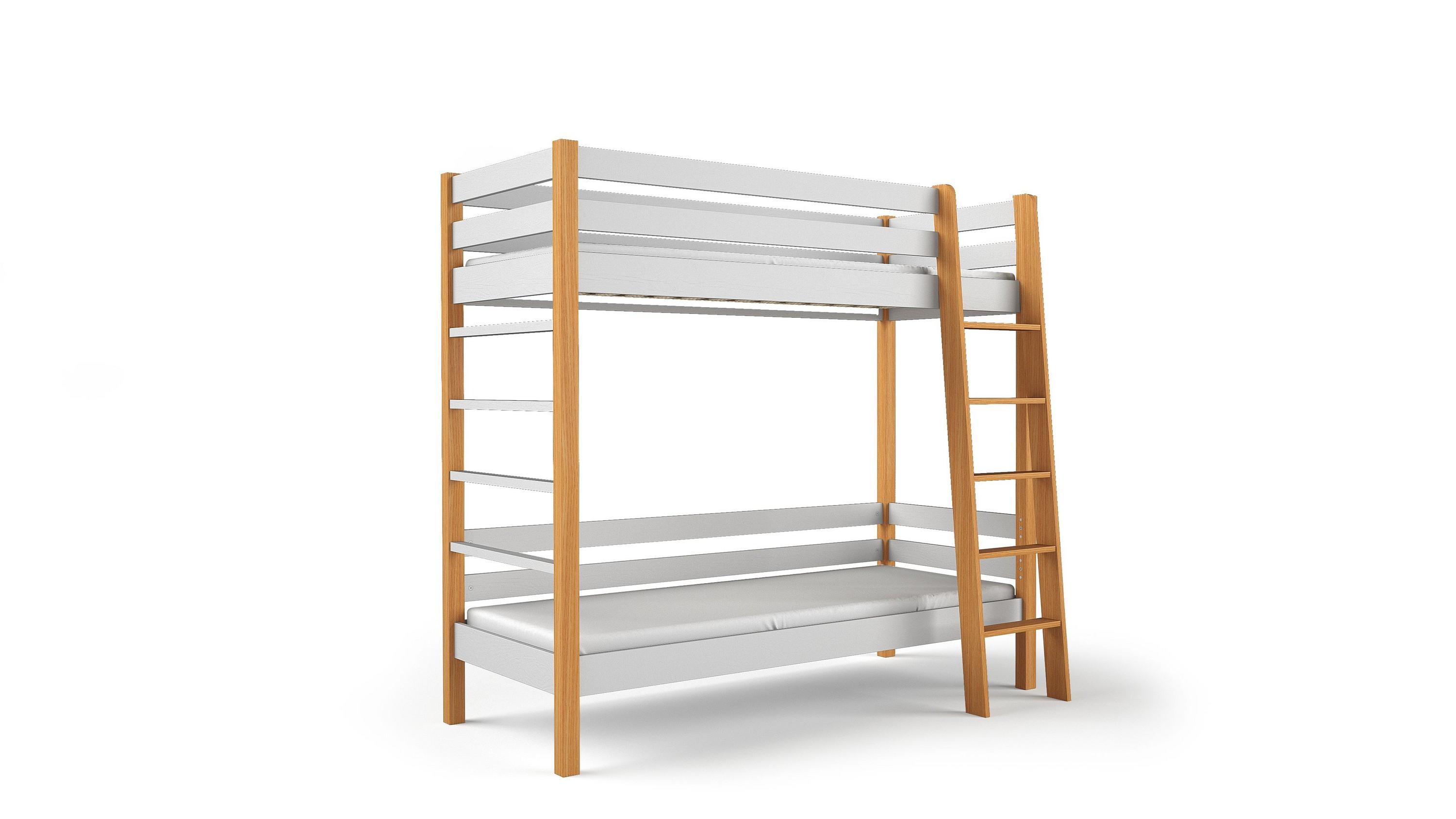 ETAGENBETT ZELDA 80x190 cm Weiß - Weiß/Kieferfarben, Holz (80/190cm) - MASSENO