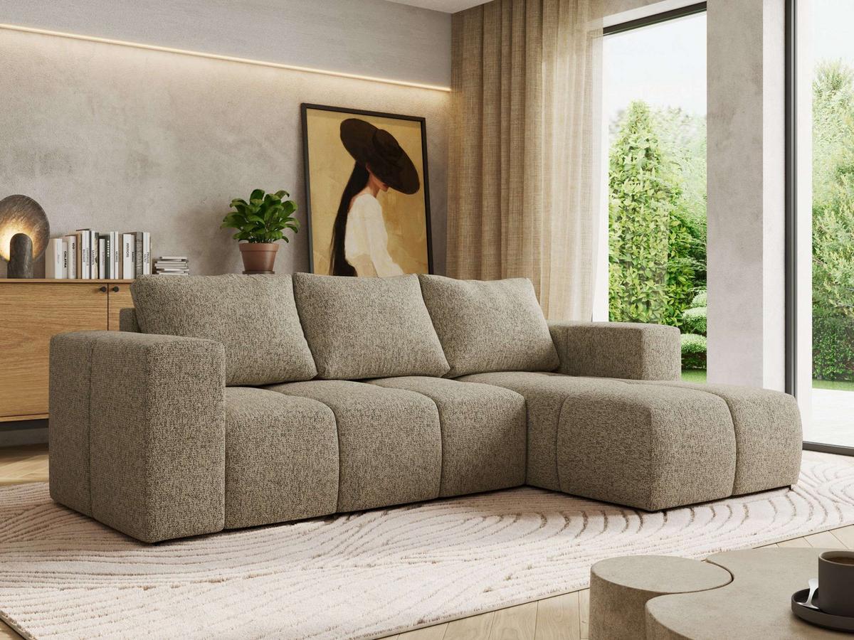 ECKSOFA MONIVA Dunkelbeige Strukture - Rechts - Taupe/Beige, Kunststoff/Textil (266/164cm) - MKS