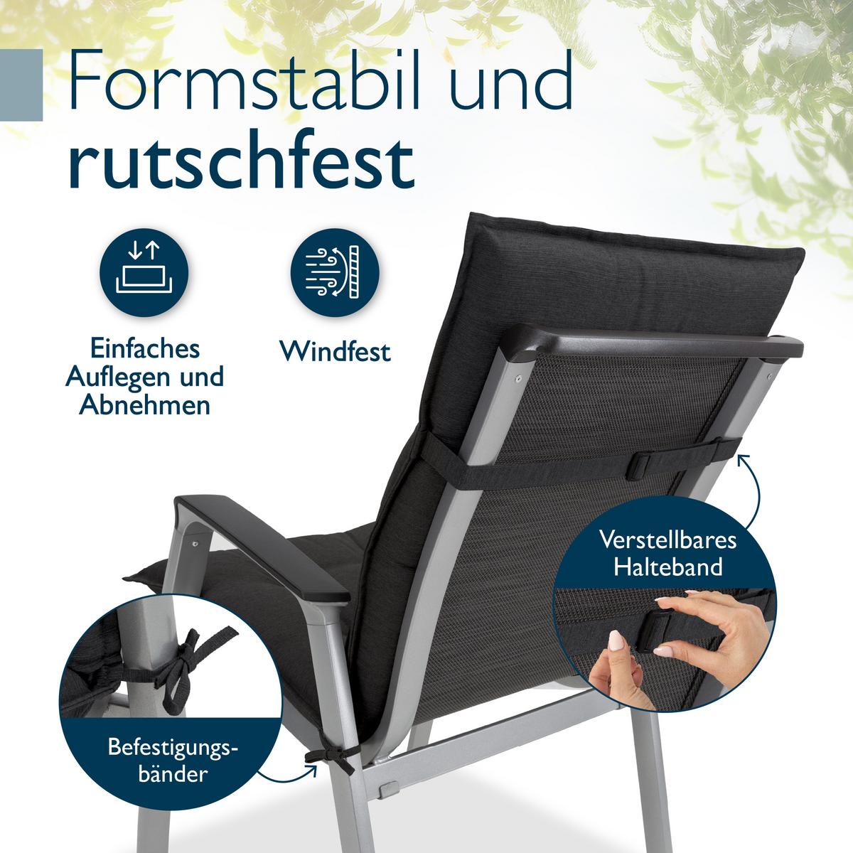 NIEDERLEHNERAUFLAGE Sun-NL 105/50/8cm Anthrazit - Anthrazit, Textil (50/8/105cm) - Beautissu 
