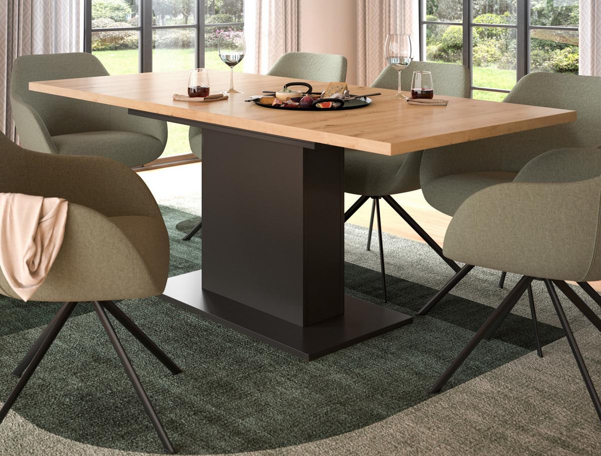 ESSTISCH grau, Eiche Artisan Küchentisch ausziehbar 150 - 190 cm - Eiche Artisan/Grau, Holzwerkstoff/Metall (150/90/76cm) - Inn.Furn