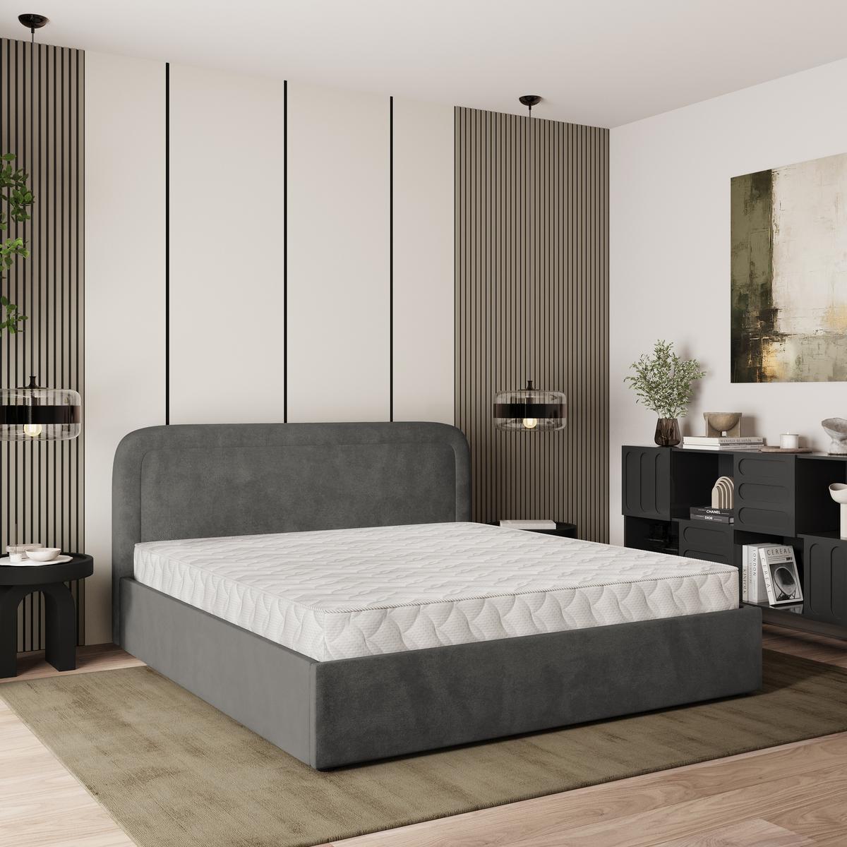 POLSTERBETT BENIRA K 180x200 cm mit Bettkästen - Grau - Grau, Holz (180/200cm) - MASSENO