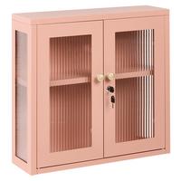 WANDSCHRANK 60 cm Metall Pfirsichrosa Harlyn - Pink, Metall (60/57/18cm) - Beliani