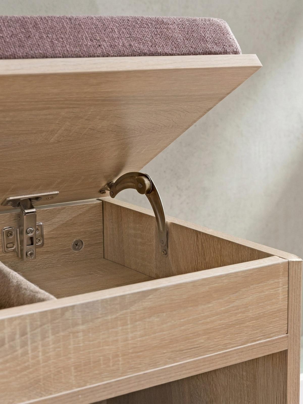 GARDEROBENBANK Holz gepolstert mit Stauraum, Beige 104x32x51 cm - Beige/Braun, Holz/Textil (104/51/32cm) - KADIMA DESIGN