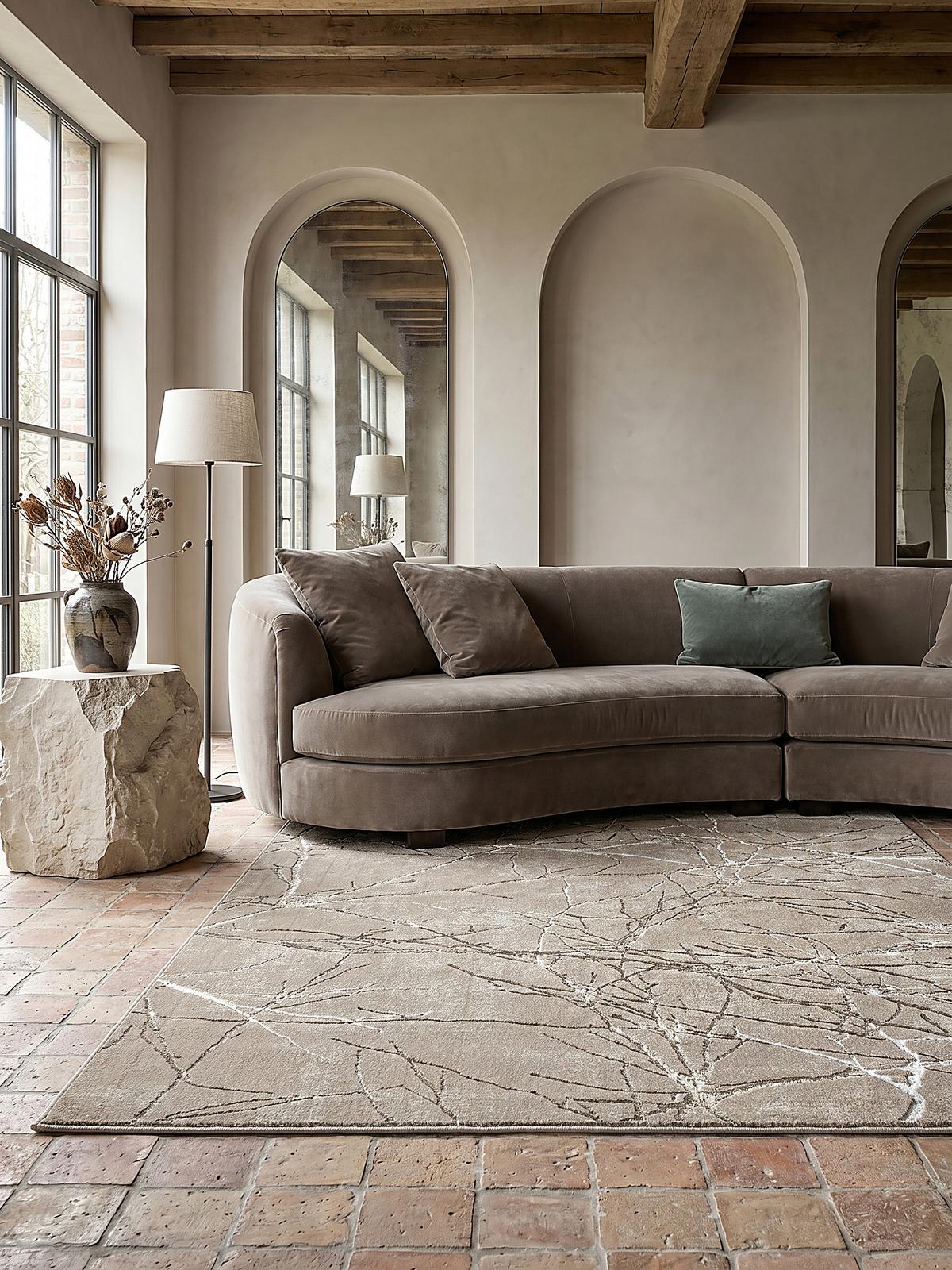 KURZFLORTEPPICH Abstrakt KAVALA Polyester Beige 200 x 290 cm - Beige, Textil (200/290cm) - KADIMA DESIGN
