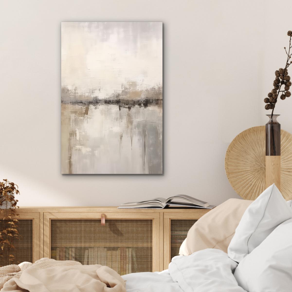 METALLBILD Moderne Kunst - Abstrakt - Beige Deko Schlafzimmer 40x60 cm - Beige, Metall (40/60cm) - MuchoWow