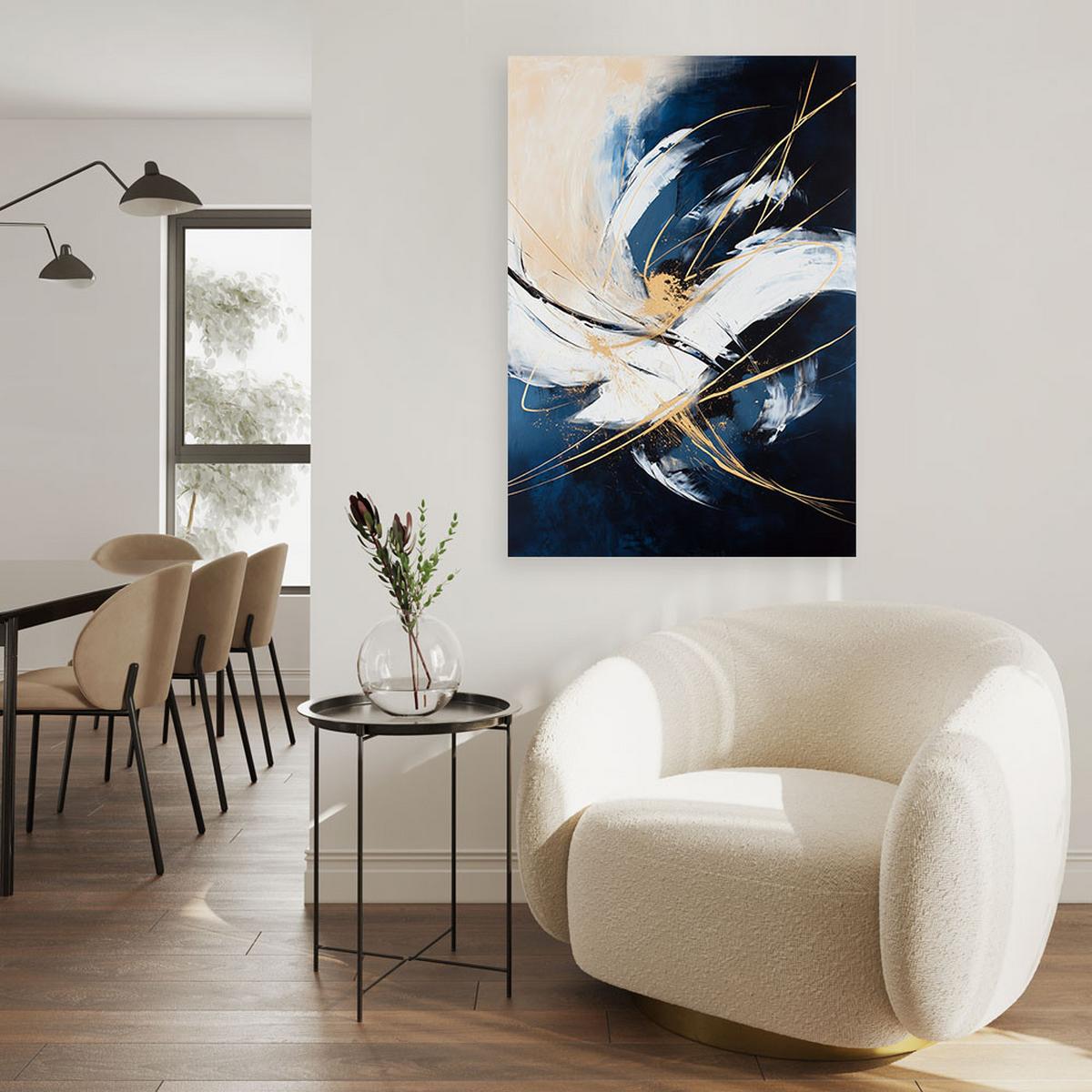 LEINWANDBILD Abstraktion Blau Beige 40x60cm - Blau, Textil (40/60cm) - Feeby