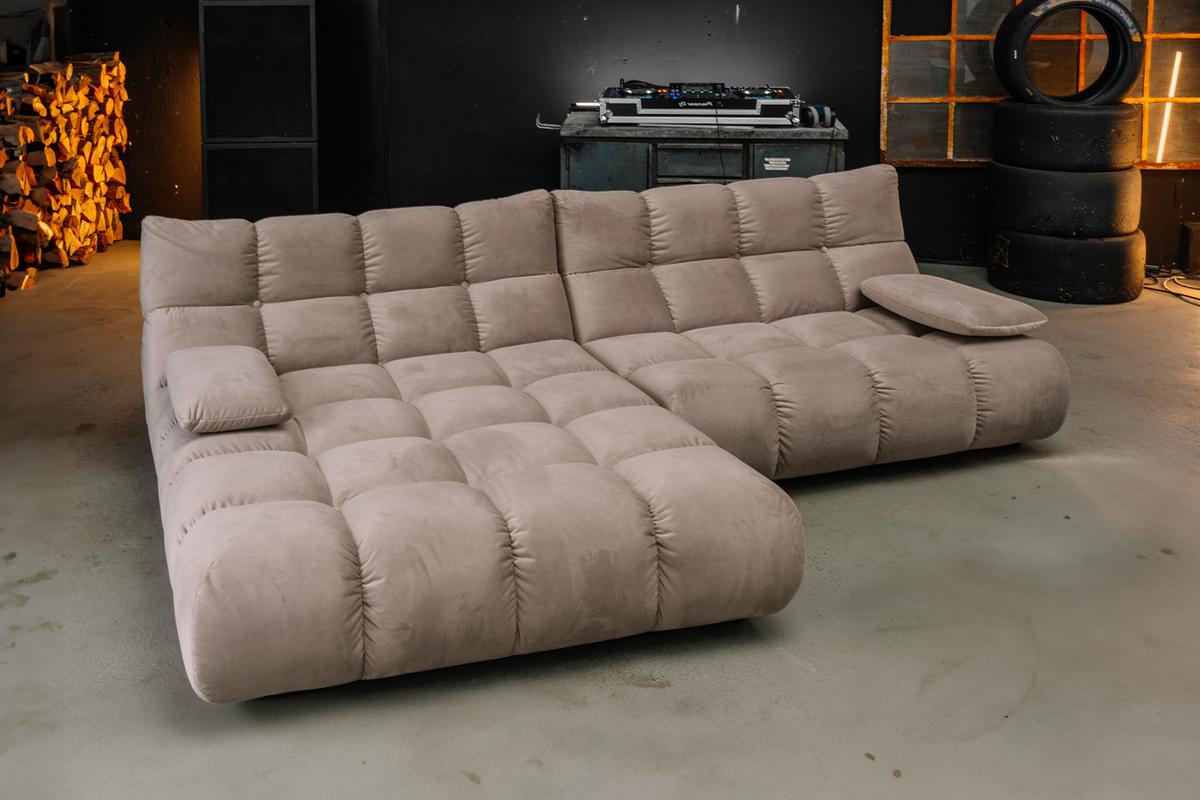 ECKSOFA VIVIEN Braun Velvet - Schwarz/Braun, Kunststoff/Textil (290/178cm) - KAWOLA